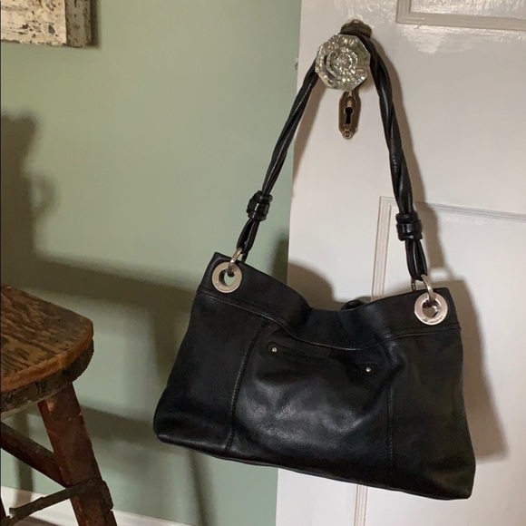 B. Makowsky Black Leather Hobo/Shoulder Bag - Picture 2 of 16